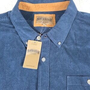 North River Shirt Mens 2XL Blue Corduroy Long Sleeve Button Down Outdoor NWT